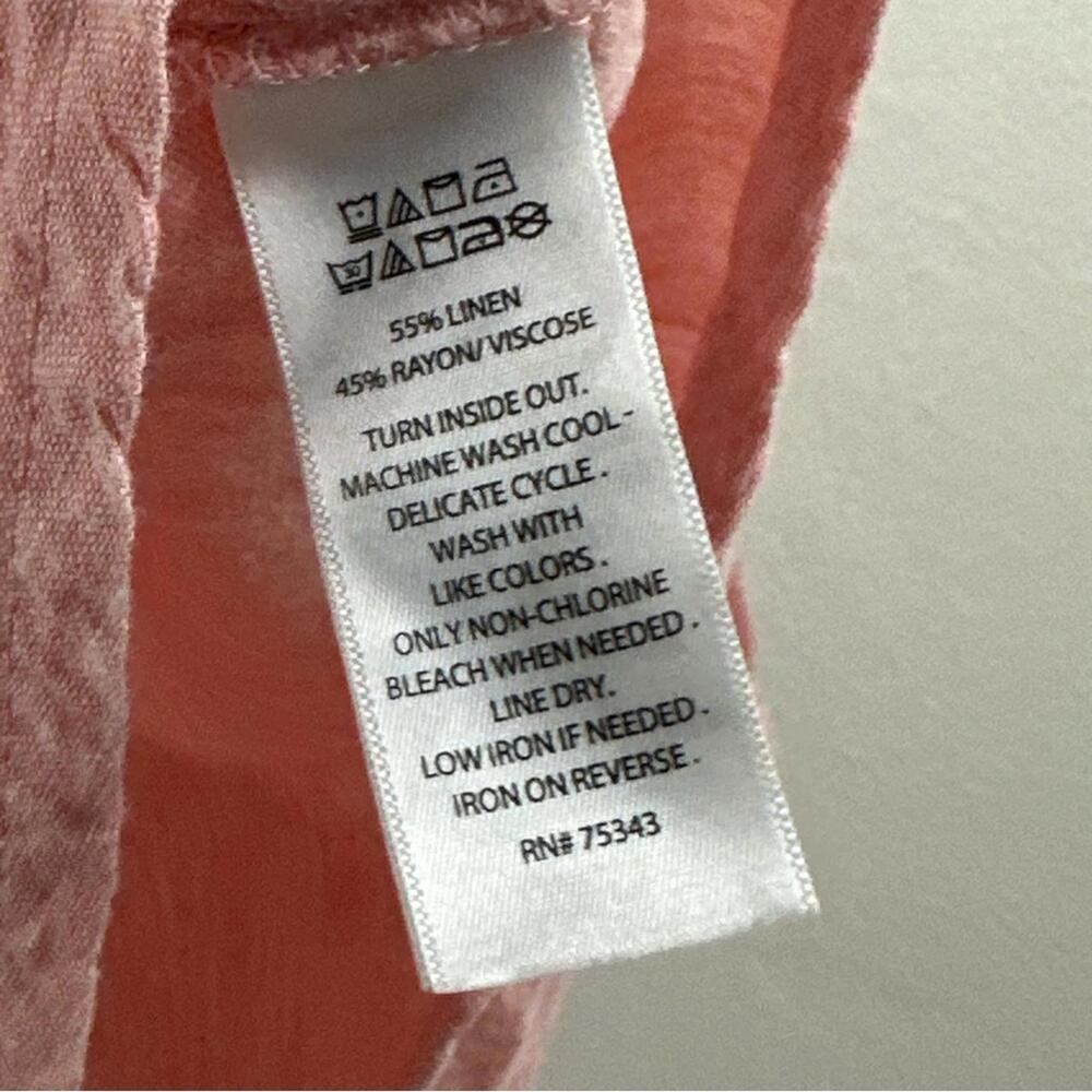 Sold Cynthia Rowley Women’s Pink Linen Blend Blouse Size 2X - Picture 3 of 5